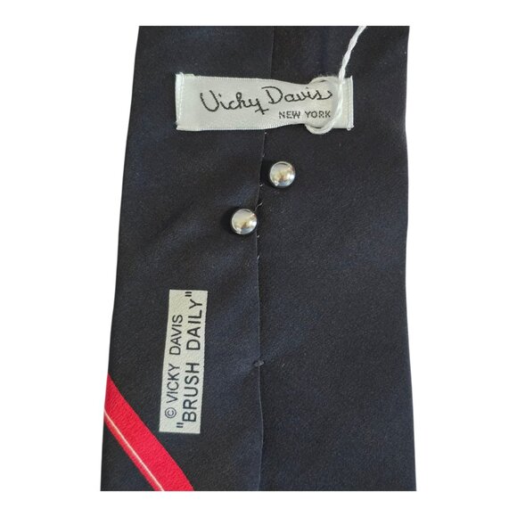 NEW w/ Tags! Vicky Davis "Brush Daily" 3D Dentist Silk Necktie Tie Black - Picture 5 of 6